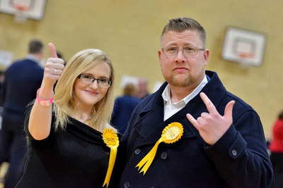 Image courtesy of Shropshire Star Thomas Janke and Shana Roberts at the General Election Count Telford